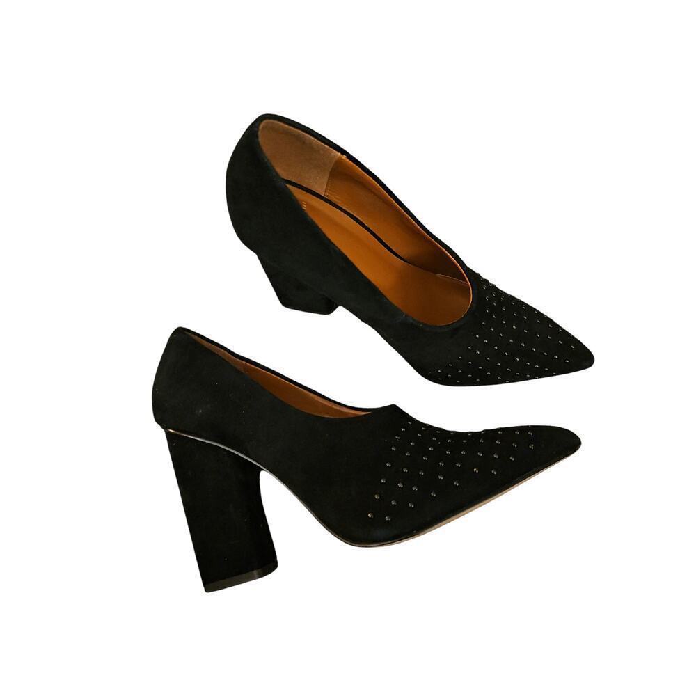 H by Halston Laurel black suede stud heels sz 6.5 SH70 - Picture 3 of 6